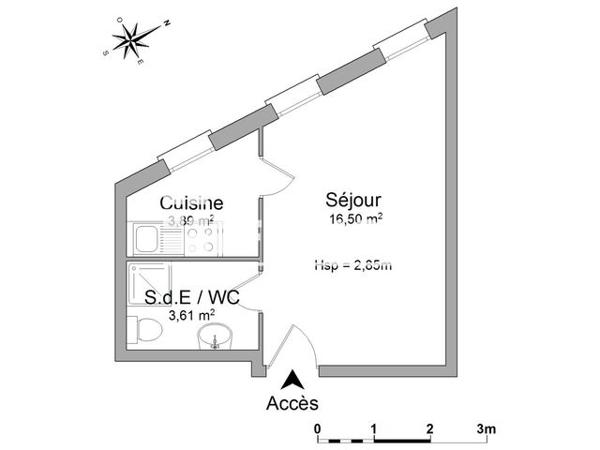 Location Studio 24 m² - 71 RUE ADOLPHE THIERS Marseille 13001
