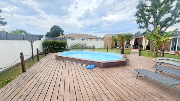 cazaux maison 85 m² de plain-pieds avec deux chalet independants piscine
