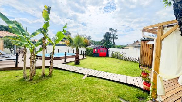 cazaux maison 85 m² de plain-pieds avec deux chalet independants piscine