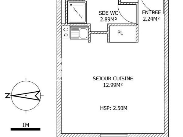 Location Studio 18.1 m² - 60 RUE GRASSIN BALEDANS Arras 62000