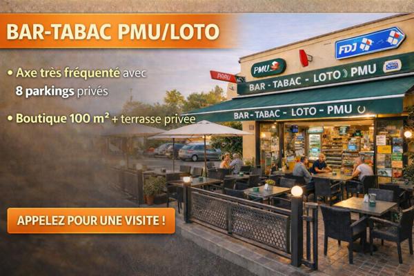 Bar-Tabac PMU/Loto : flux constant + parking