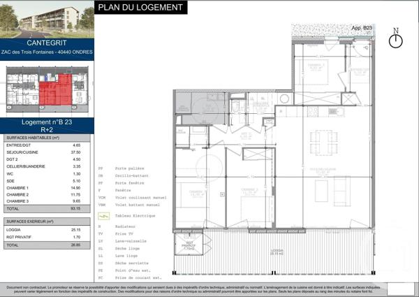 Appartement T4 à vendre  4 pièces - 92,70 m2 ONDRES - 40