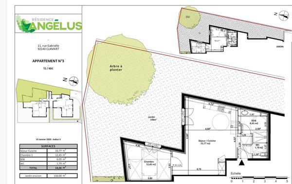 Appartement 2 pièces 54 m2