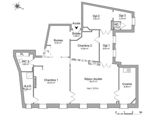 Location Appartement 5 pièces 111.7 m² - 55 PLACE DE CHAMBRE Metz 57000
