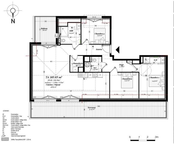 Vente T4 de standing,100 m² au dernier étage, seul sur le palier, avec terrasse, Perros-Guirec (22700)