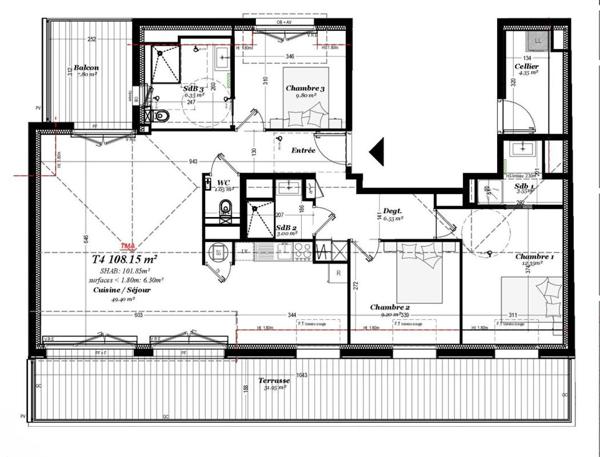 Vente appartement T4 dernier étage avec terrasse et vue mer, Perros-Guirec (22700)