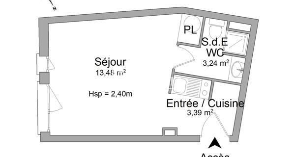 Location Studio 20.11 m² - Talence 33400