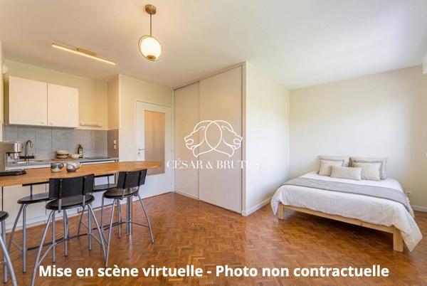 Charmant studio de 24 m² avec ascenseur, cave et vue dégagée sur verdure – Lyon 3ème (Montchat / Villette)