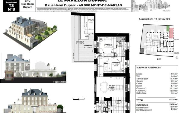 Appartement à vendre    3 pièces •  Mont-de-Marsan