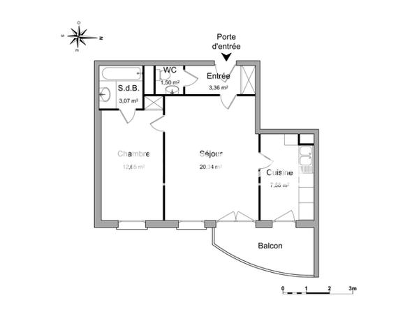 Location Appartement 2 pièces 48.5 m² - 21 ALLEE FRANCOIS MITTERRAND Illkirch-graffenstaden 67400