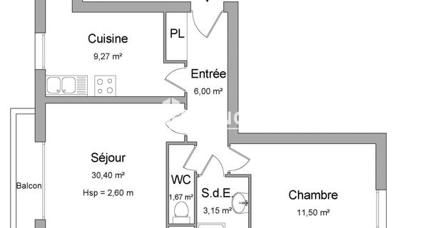 Location Appartement 2 pièces 46.28 m² - Saint-cyr-sur-loire 37540