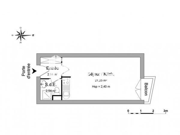 Location Studio 26.6 m² - 22 RUE DU PUITS JACOB Rennes 35200