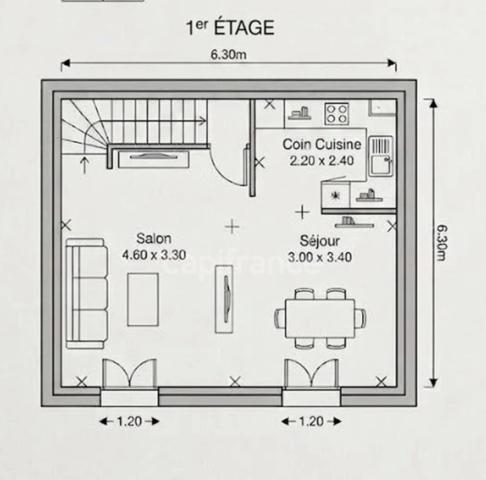 CORNEILLA DEL VERCOL (66) proche Saint Cyprien Maison à vendre 4 pièces avec deux chambre et grand garage