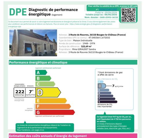 Maison à vendre 4 pièces BOUGES LE CHATEAU (36)