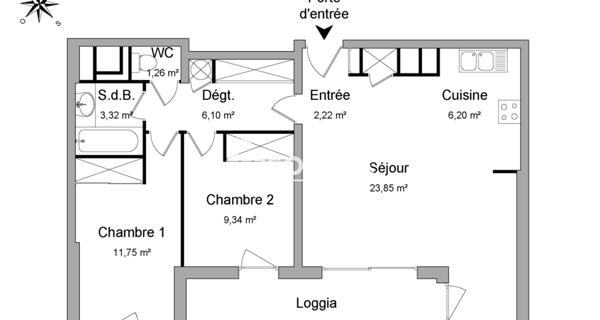 Location Appartement 3 pièces 64.04 m² - Valence 26000