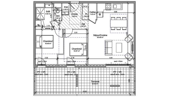 Appartement à vendre 3 pièces 66 m² Vif
