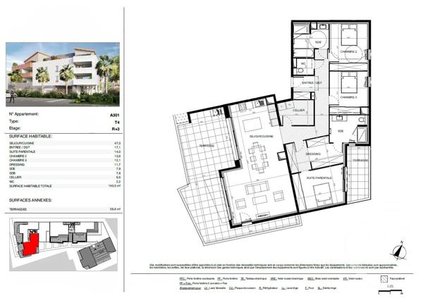 Appartement T4 à vendre  5 pièces - 140 m 2   BAILLARGUES  - 34