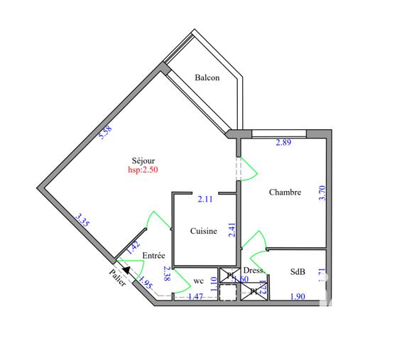 Appartement à vendre 2 pièces 47 m² Levallois-Perret