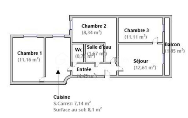 Appartement de 57,50 m²