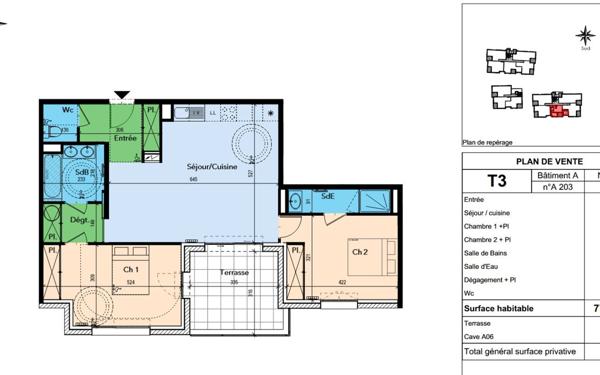 Appartement à vendre    3 pièces • 77,25 m2 Lapalud