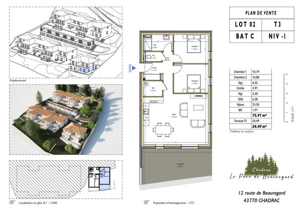 Vente Appartement75,91 m² - 3 Pièces - CHADRAC (43770)