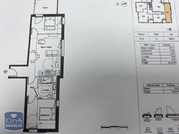 Appartement à louer 3 pièces 53.19m²