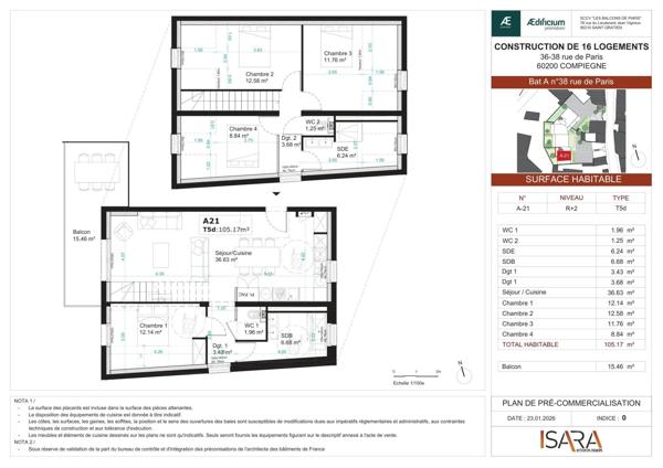 Compiègne - Duplex, 4 chambres et balcon de 15m²