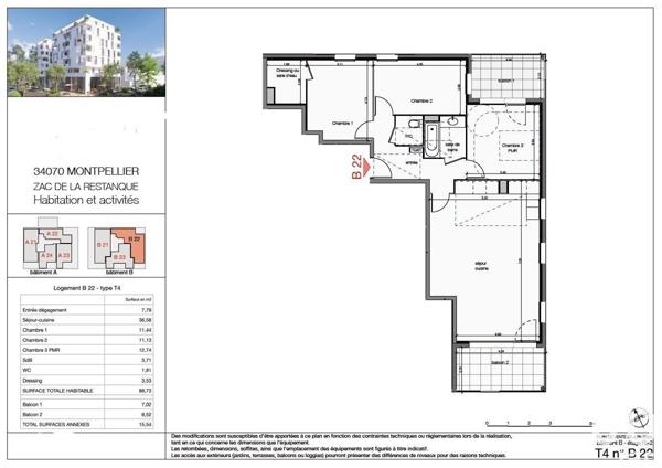 Appartement 4 pièces de 88 m² à Montpellier (34000)