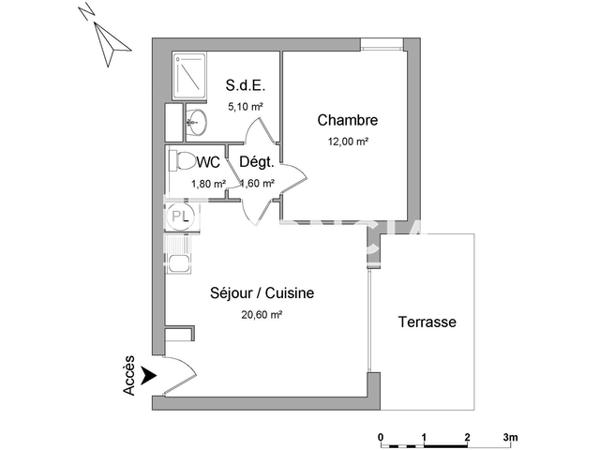 Location Appartement 2 pièces 41.1 m² - RUE HAN COLL Perpignan 66000