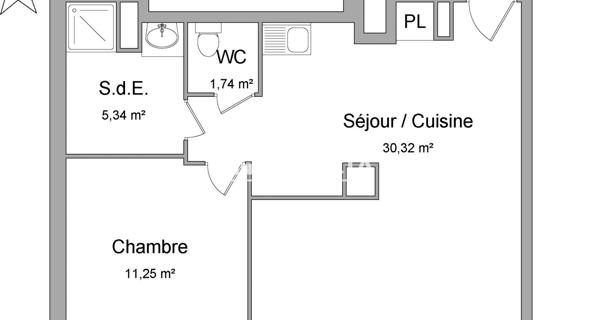 Location Appartement 2 pièces 48.65 m² - Villeurbanne 69100