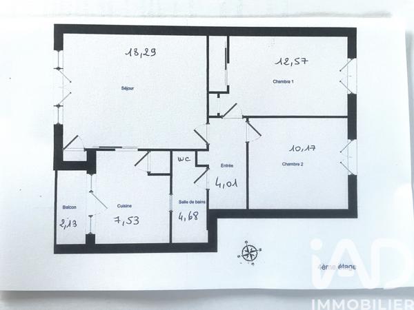 Appartement à vendre 3 pièces 57,25 m² La Tronche