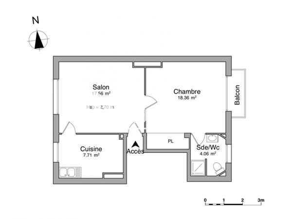 Location Appartement 2 pièces 47.69 m² - 34 RUE MAZAGRAN Niort 79000