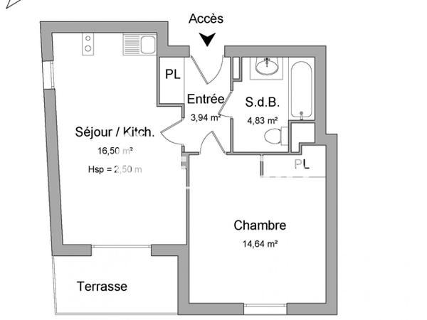 Location Appartement 2 pièces 42.39 m² - LES CANOTIERS La Riviere Saint Sauveur 14600