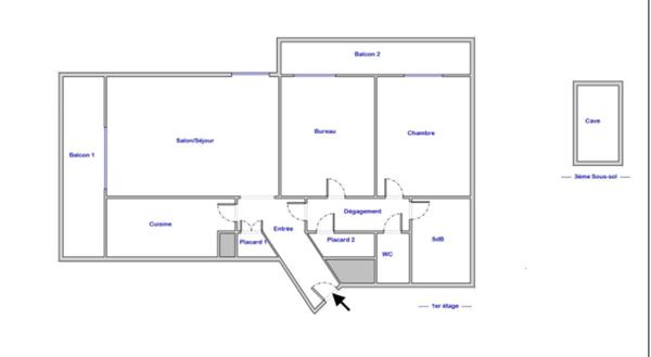 CENTRE VILLE - GARE - Appartement de type T2 bis / T3 - Residence securisee avec concierge