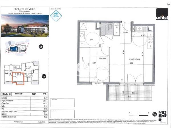 Location Appartement 2 pièces 48.08 m² - 14 RUE DES ARRAULTS Eybens 38320