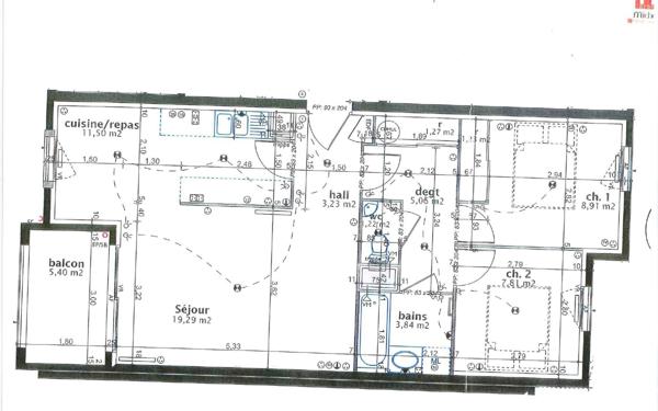 Appartement à vendre    3 pièces • 63,30 m2 Dijon