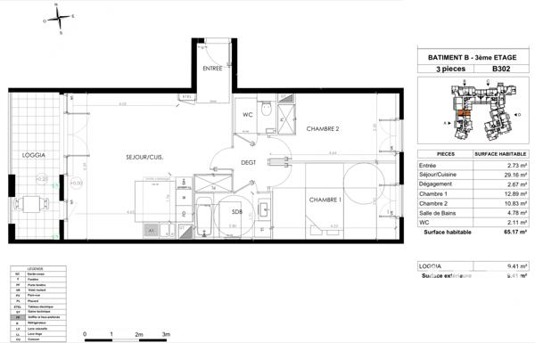 Appartement à vendre 3 pièces 65,17 m² Le Plessis-Robinson