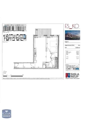 Appartement à louer 2 pièces 54.94m²