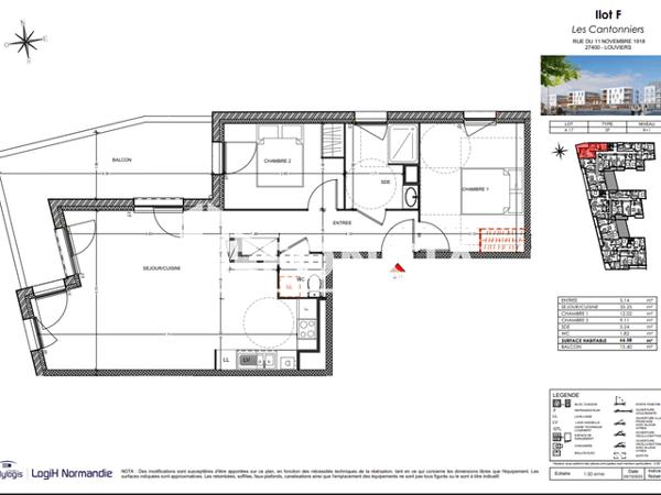 Location Appartement 3 pièces 66.58 m² - Louviers 27400
