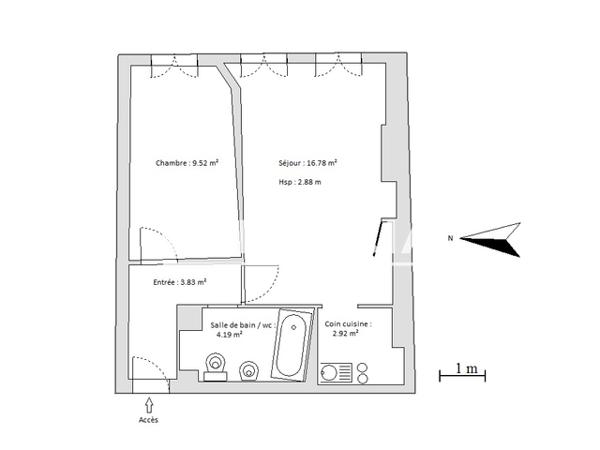 Location Appartement 2 pièces 37.24 m² - 41 COURS DE LA SOMME Bordeaux 33000