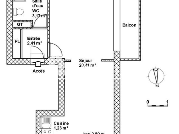 Location Studio 27.22 m² - HALL 6 Paris 75018
