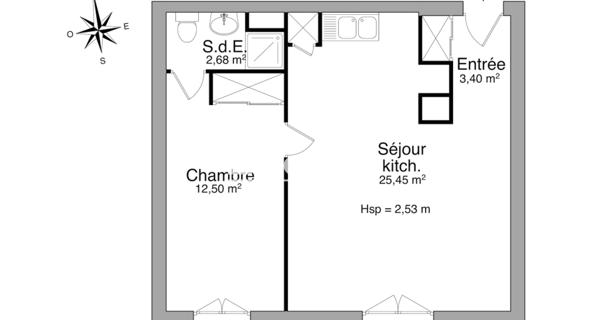 Location Appartement 2 pièces 44.03 m² - Savigny-le-temple 77176