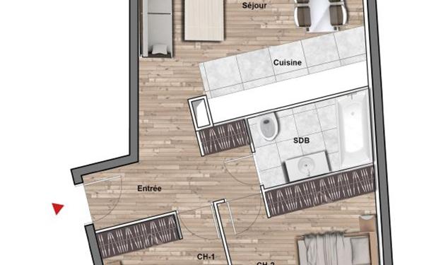 Appartement à vendre    3 pièces • 56,45 m2 La Ferté-Alais