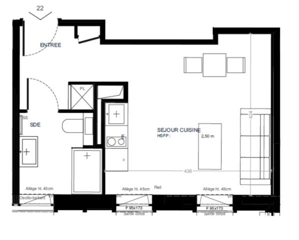 Studio à vendre COURBEVOIE (92) surface habitable 26.40 m2