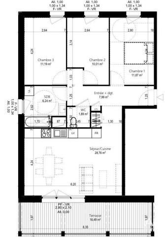 Appartement (neuf) à vendre 4 pièces 78 m² Beaumont