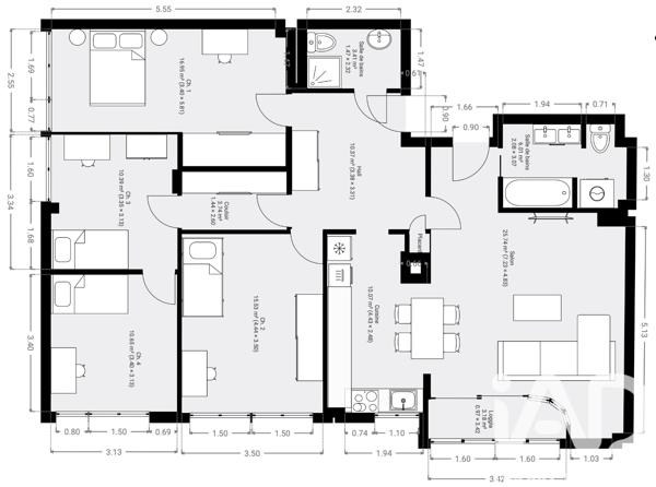 Appartement à vendre 6 pièces 117 m² Paris 20
