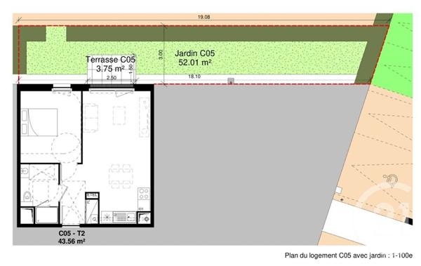 Appartement F3 à vendre  2 pièces - 43,56 m2 DOUVRES LA DELIVRANDE - 14