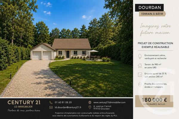 Terrain à vendre  980 m 2   DOURDAN  - 91
