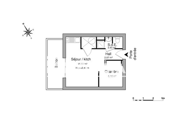 Location Appartement meublé 2 pièces 27.56 m² - 6 RUE GEORGES MORVAN La Rochelle 17000