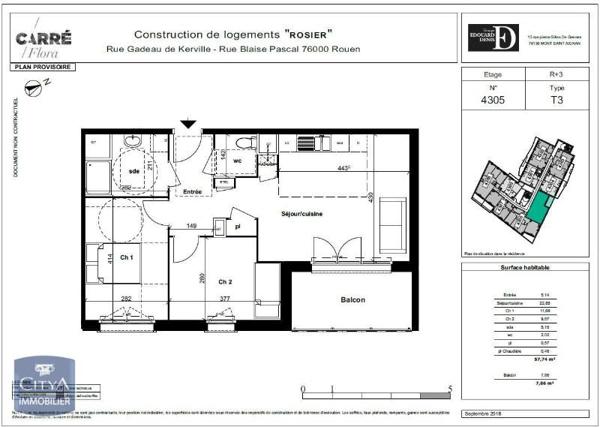 Appartement à louer 3 pièces 57.74m²